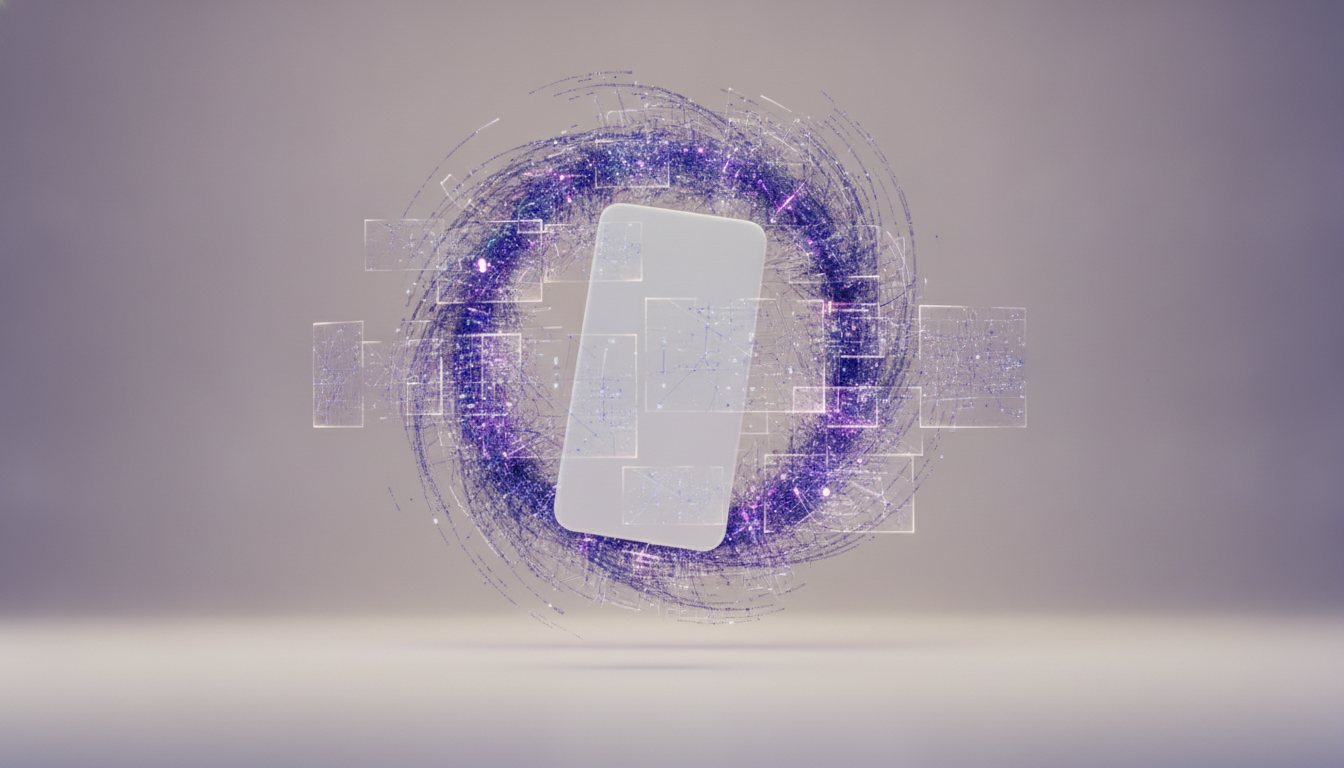 Abstract 3D illustration representing generative AI in e-commerce video production