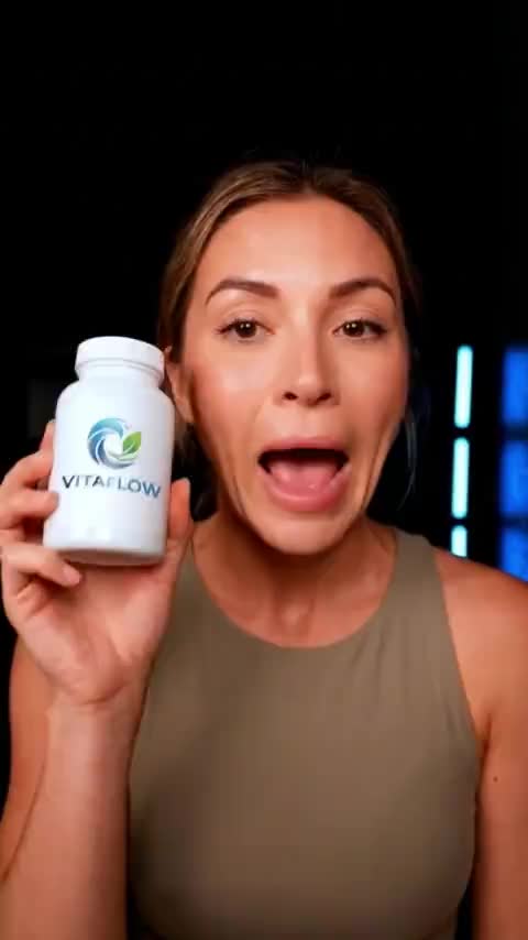 Generated creator holding a supplement bottle to camera in a dark studio