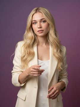 The same digital twin, in a studio spot ad against a coloured backdrop